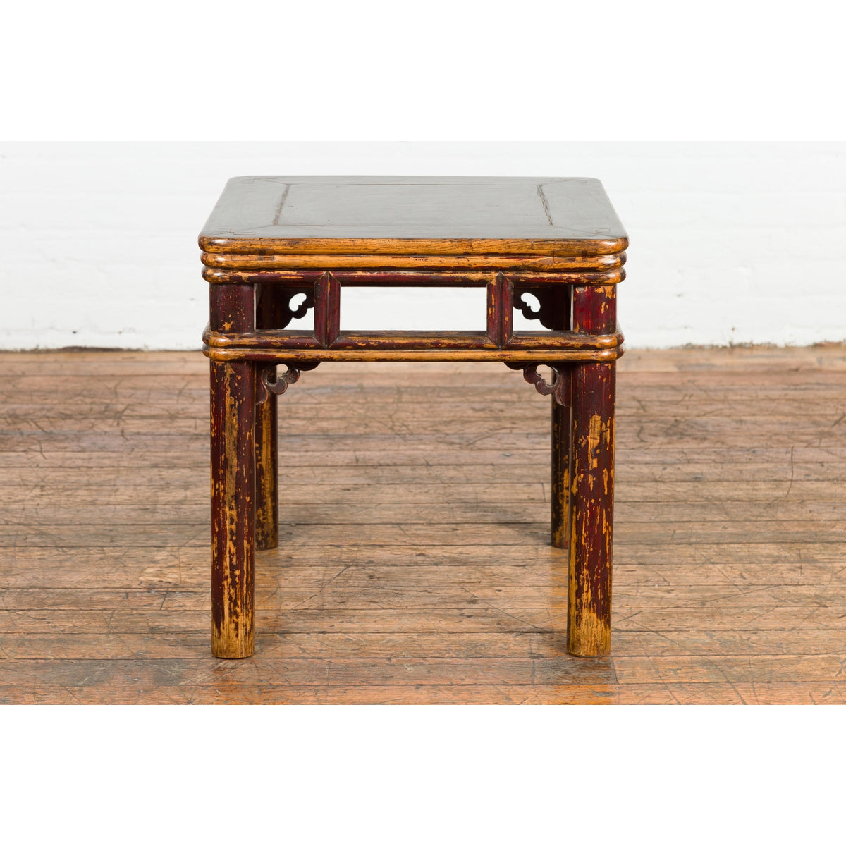 Two-Tone Brown Square Antique Side Table-11. Asian & Chinese Furniture, Art, Antiques, Vintage Home Décor for sale at FEA Home