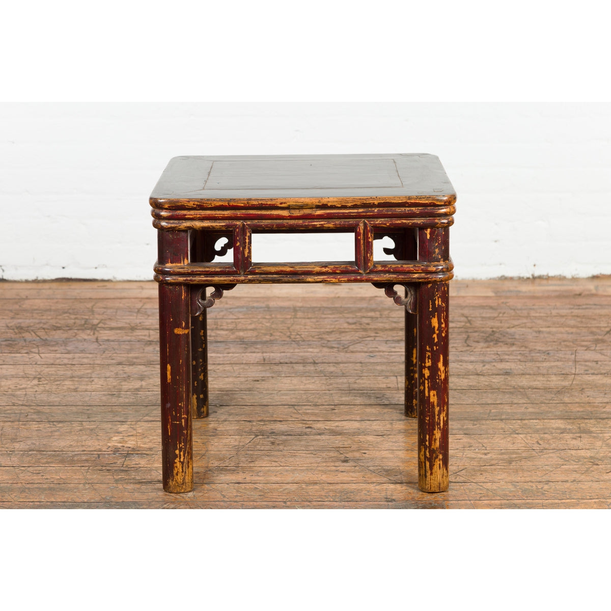 Two-Tone Brown Square Antique Side Table-12. Asian & Chinese Furniture, Art, Antiques, Vintage Home Décor for sale at FEA Home