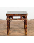 Two-Tone Brown Square Antique Side Table-12. Asian & Chinese Furniture, Art, Antiques, Vintage Home Décor for sale at FEA Home
