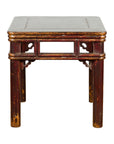 Two-Tone Brown Square Antique Side Table-13. Asian & Chinese Furniture, Art, Antiques, Vintage Home Décor for sale at FEA Home