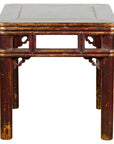 Two-Tone Brown Square Antique Side Table-1. Asian & Chinese Furniture, Art, Antiques, Vintage Home Décor for sale at FEA Home