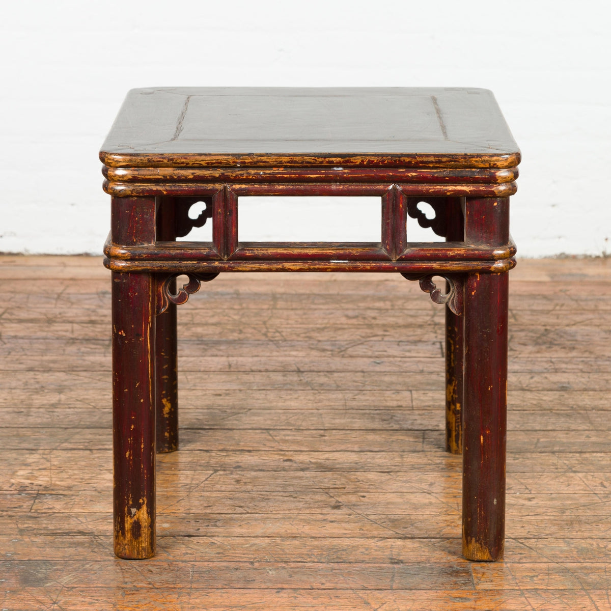 Two-Tone Brown Square Antique Side Table-2. Asian & Chinese Furniture, Art, Antiques, Vintage Home Décor for sale at FEA Home