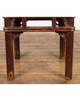 Two-Tone Brown Square Antique Side Table-5. Asian & Chinese Furniture, Art, Antiques, Vintage Home Décor for sale at FEA Home