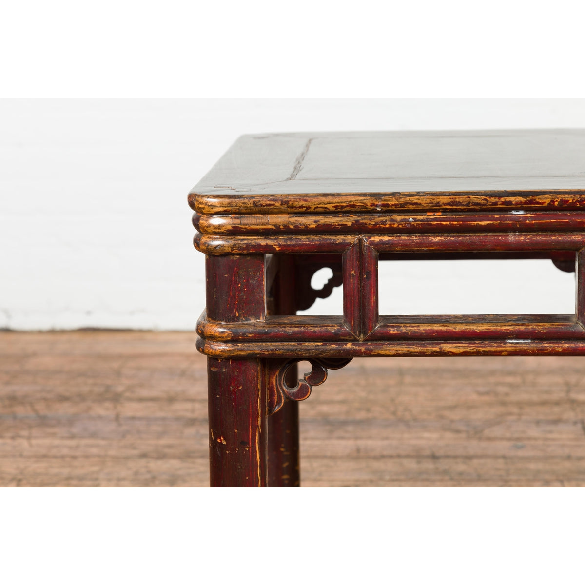 Two-Tone Brown Square Antique Side Table-6. Asian & Chinese Furniture, Art, Antiques, Vintage Home Décor for sale at FEA Home