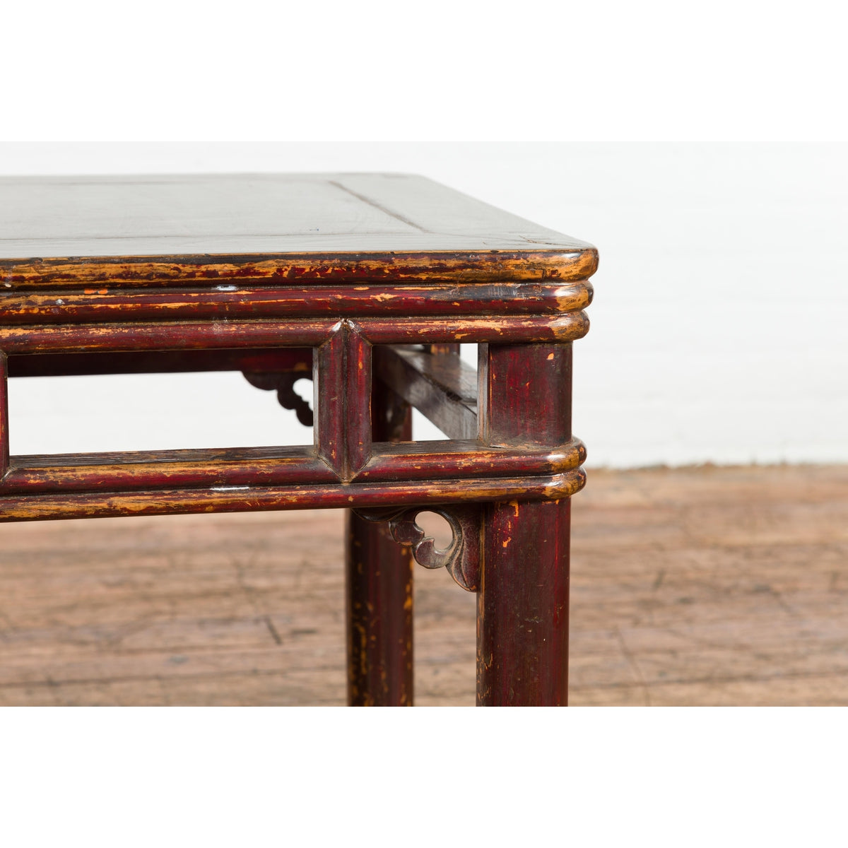 Two-Tone Brown Square Antique Side Table-7. Asian & Chinese Furniture, Art, Antiques, Vintage Home Décor for sale at FEA Home