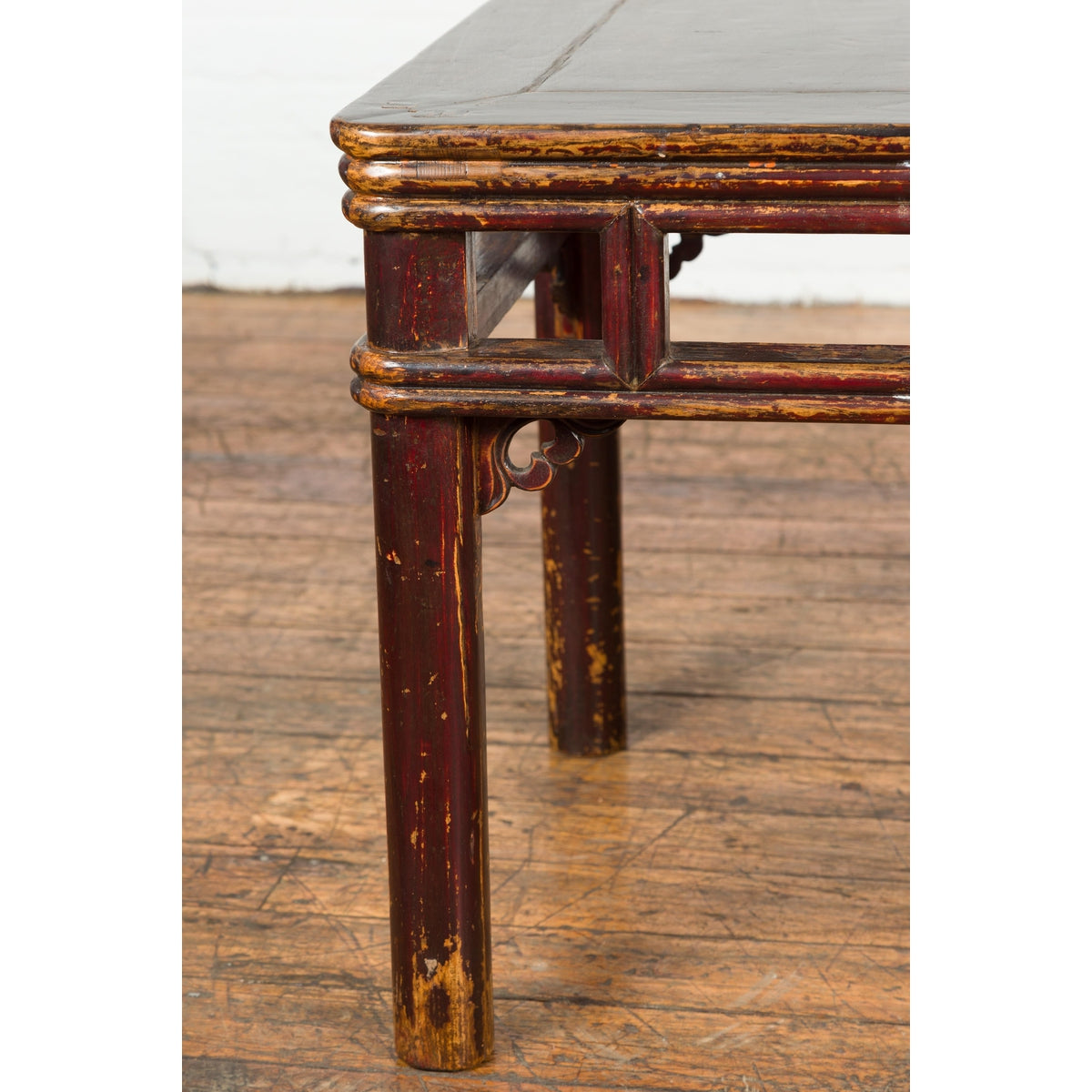 Two-Tone Brown Square Antique Side Table-8. Asian & Chinese Furniture, Art, Antiques, Vintage Home Décor for sale at FEA Home