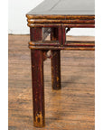 Two-Tone Brown Square Antique Side Table-8. Asian & Chinese Furniture, Art, Antiques, Vintage Home Décor for sale at FEA Home