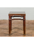 Antique Dark Brown Side Table with Reeded Humpback Stretchers-10. Asian & Chinese Furniture, Art, Antiques, Vintage Home Décor for sale at FEA Home