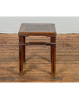 Antique Dark Brown Side Table with Reeded Humpback Stretchers-11. Asian & Chinese Furniture, Art, Antiques, Vintage Home Décor for sale at FEA Home