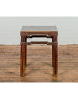 Antique Dark Brown Side Table with Reeded Humpback Stretchers-14. Asian & Chinese Furniture, Art, Antiques, Vintage Home Décor for sale at FEA Home