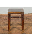 Antique Dark Brown Side Table with Reeded Humpback Stretchers-15. Asian & Chinese Furniture, Art, Antiques, Vintage Home Décor for sale at FEA Home