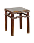 Antique Dark Brown Side Table with Reeded Humpback Stretchers-16. Asian & Chinese Furniture, Art, Antiques, Vintage Home Décor for sale at FEA Home