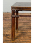 Antique Dark Brown Side Table with Reeded Humpback Stretchers-6. Asian & Chinese Furniture, Art, Antiques, Vintage Home Décor for sale at FEA Home