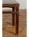 Antique Dark Brown Side Table with Reeded Humpback Stretchers-7. Asian & Chinese Furniture, Art, Antiques, Vintage Home Décor for sale at FEA Home