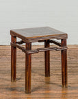 Antique Dark Brown Side Table with Reeded Humpback Stretchers-9. Asian & Chinese Furniture, Art, Antiques, Vintage Home Décor for sale at FEA Home
