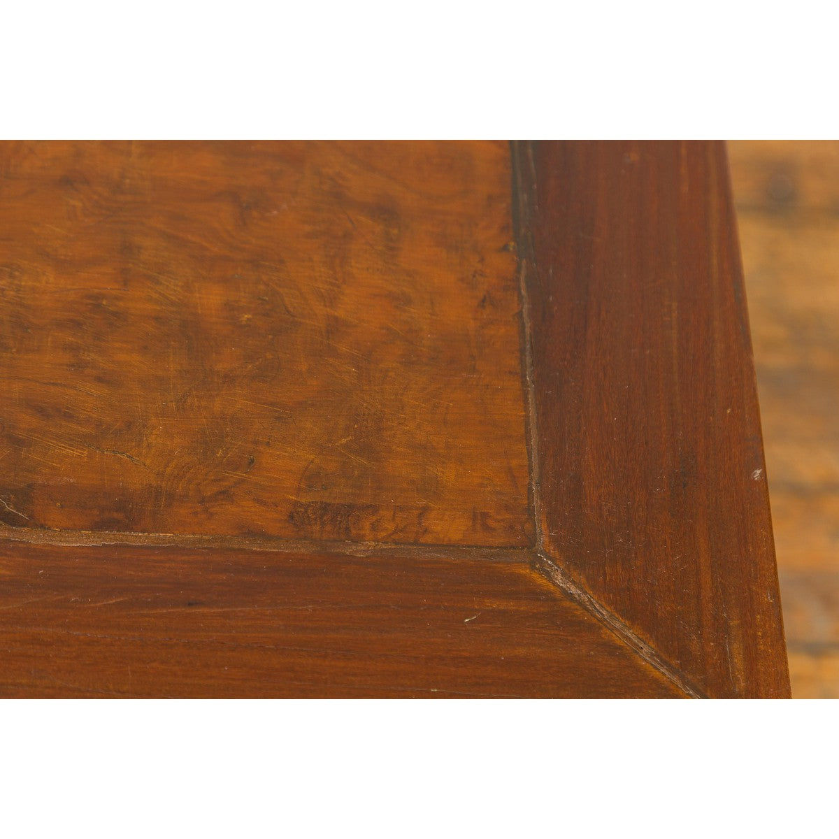 Qing Dynasty Side Table with Burl Top, Horse Hoof Legs and Humpback Stretcher-11. Asian & Chinese Furniture, Art, Antiques, Vintage Home Décor for sale at FEA Home