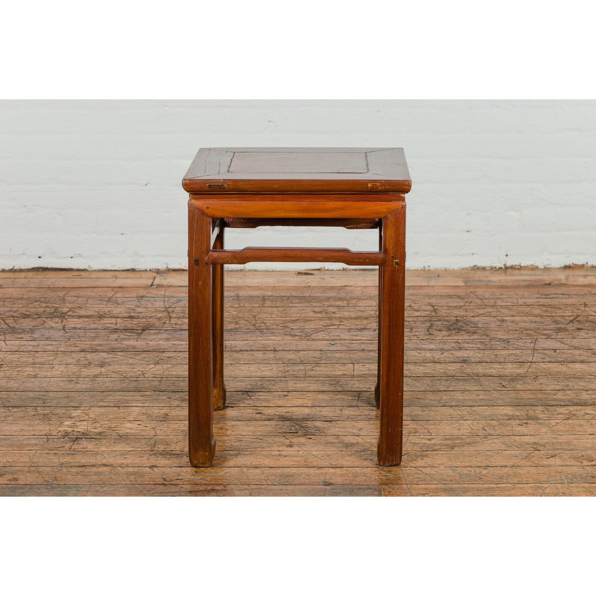 Qing Dynasty Side Table with Burl Top, Horse Hoof Legs and Humpback Stretcher-12. Asian & Chinese Furniture, Art, Antiques, Vintage Home Décor for sale at FEA Home