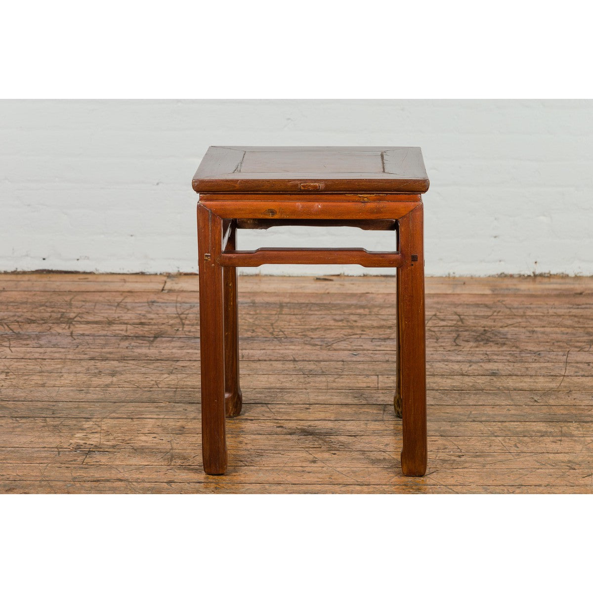 Qing Dynasty Side Table with Burl Top, Horse Hoof Legs and Humpback Stretcher-13. Asian & Chinese Furniture, Art, Antiques, Vintage Home Décor for sale at FEA Home