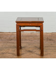 Qing Dynasty Side Table with Burl Top, Horse Hoof Legs and Humpback Stretcher-13. Asian & Chinese Furniture, Art, Antiques, Vintage Home Décor for sale at FEA Home