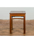 Qing Dynasty Side Table with Burl Top, Horse Hoof Legs and Humpback Stretcher-14. Asian & Chinese Furniture, Art, Antiques, Vintage Home Décor for sale at FEA Home
