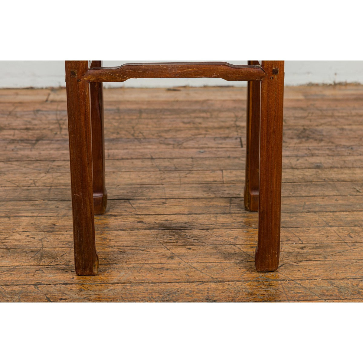 Qing Dynasty Side Table with Burl Top, Horse Hoof Legs and Humpback Stretcher-5. Asian & Chinese Furniture, Art, Antiques, Vintage Home Décor for sale at FEA Home