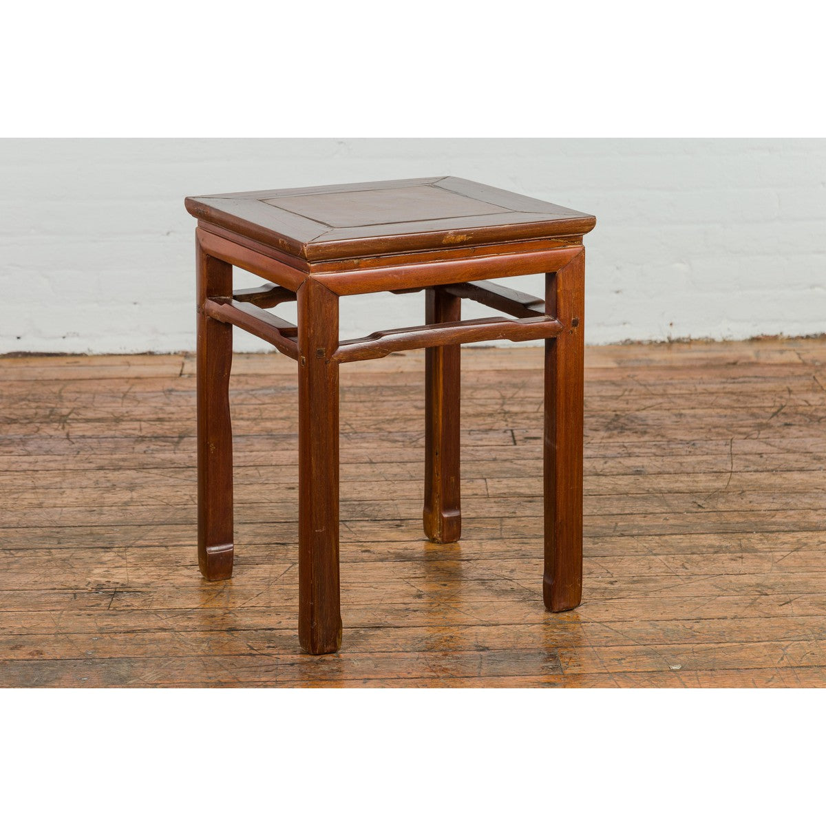 Qing Dynasty Side Table with Burl Top, Horse Hoof Legs and Humpback Stretcher-7. Asian & Chinese Furniture, Art, Antiques, Vintage Home Décor for sale at FEA Home