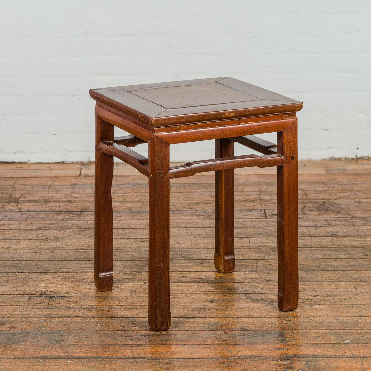 Qing Dynasty Side Table with Burl Top, Horse Hoof Legs and Humpback Stretcher-8. Asian & Chinese Furniture, Art, Antiques, Vintage Home Décor for sale at FEA Home