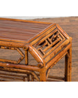 Vintage Bamboo Side Table with Slanted Front & Under Storage-11. Asian & Chinese Furniture, Art, Antiques, Vintage Home Décor for sale at FEA Home
