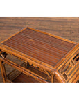 Vintage Bamboo Side Table with Slanted Front & Under Storage-13. Asian & Chinese Furniture, Art, Antiques, Vintage Home Décor for sale at FEA Home