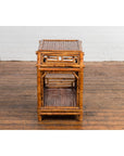 Vintage Bamboo Side Table with Slanted Front & Under Storage-14. Asian & Chinese Furniture, Art, Antiques, Vintage Home Décor for sale at FEA Home