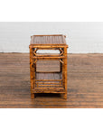 Vintage Bamboo Side Table with Slanted Front & Under Storage-16. Asian & Chinese Furniture, Art, Antiques, Vintage Home Décor for sale at FEA Home