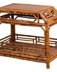 Vintage Bamboo Side Table with Slanted Front & Under Storage-1. Asian & Chinese Furniture, Art, Antiques, Vintage Home Décor for sale at FEA Home