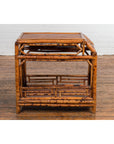 Vintage Bamboo Side Table with Slanted Front & Under Storage-2. Asian & Chinese Furniture, Art, Antiques, Vintage Home Décor for sale at FEA Home