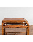 Vintage Bamboo Side Table with Slanted Front & Under Storage-3. Asian & Chinese Furniture, Art, Antiques, Vintage Home Décor for sale at FEA Home