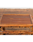 Vintage Bamboo Side Table with Slanted Front & Under Storage-5. Asian & Chinese Furniture, Art, Antiques, Vintage Home Décor for sale at FEA Home