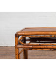 Vintage Bamboo Side Table with Slanted Front & Under Storage-7. Asian & Chinese Furniture, Art, Antiques, Vintage Home Décor for sale at FEA Home