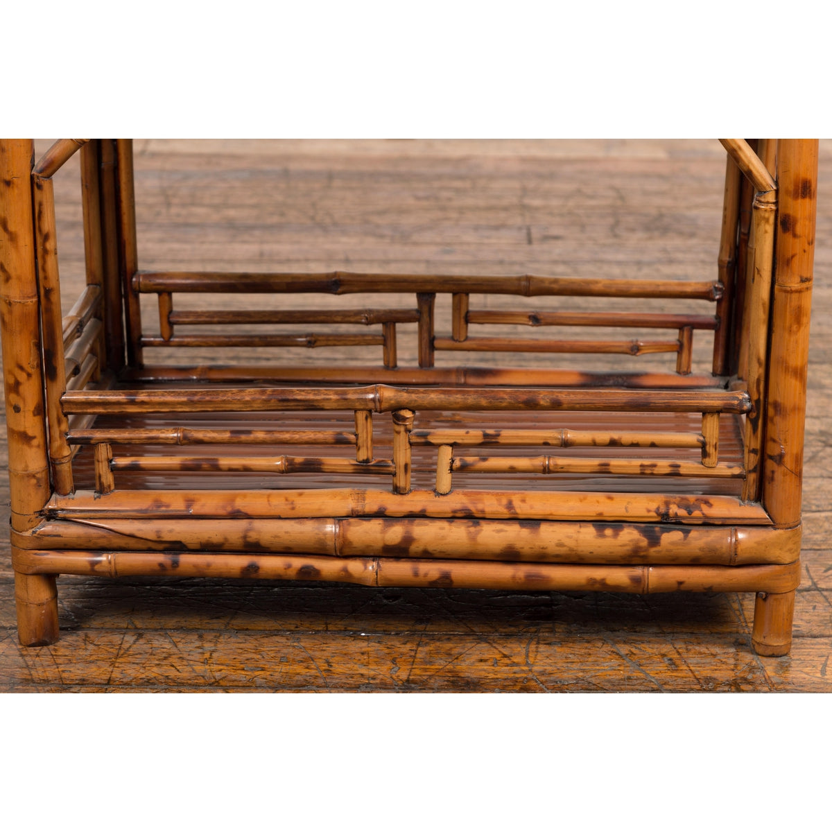 Vintage Bamboo Side Table with Slanted Front & Under Storage-9. Asian & Chinese Furniture, Art, Antiques, Vintage Home Décor for sale at FEA Home