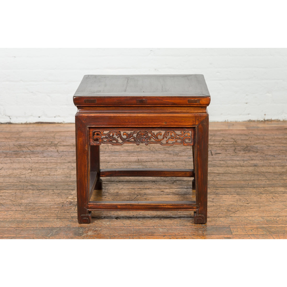 Small Square Low End Table with Carved Apron-15. Asian & Chinese Furniture, Art, Antiques, Vintage Home Décor for sale at FEA Home
