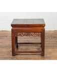 Small Square Low End Table with Carved Apron-15. Asian & Chinese Furniture, Art, Antiques, Vintage Home Décor for sale at FEA Home