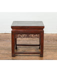 Small Square Low End Table with Carved Apron-16. Asian & Chinese Furniture, Art, Antiques, Vintage Home Décor for sale at FEA Home