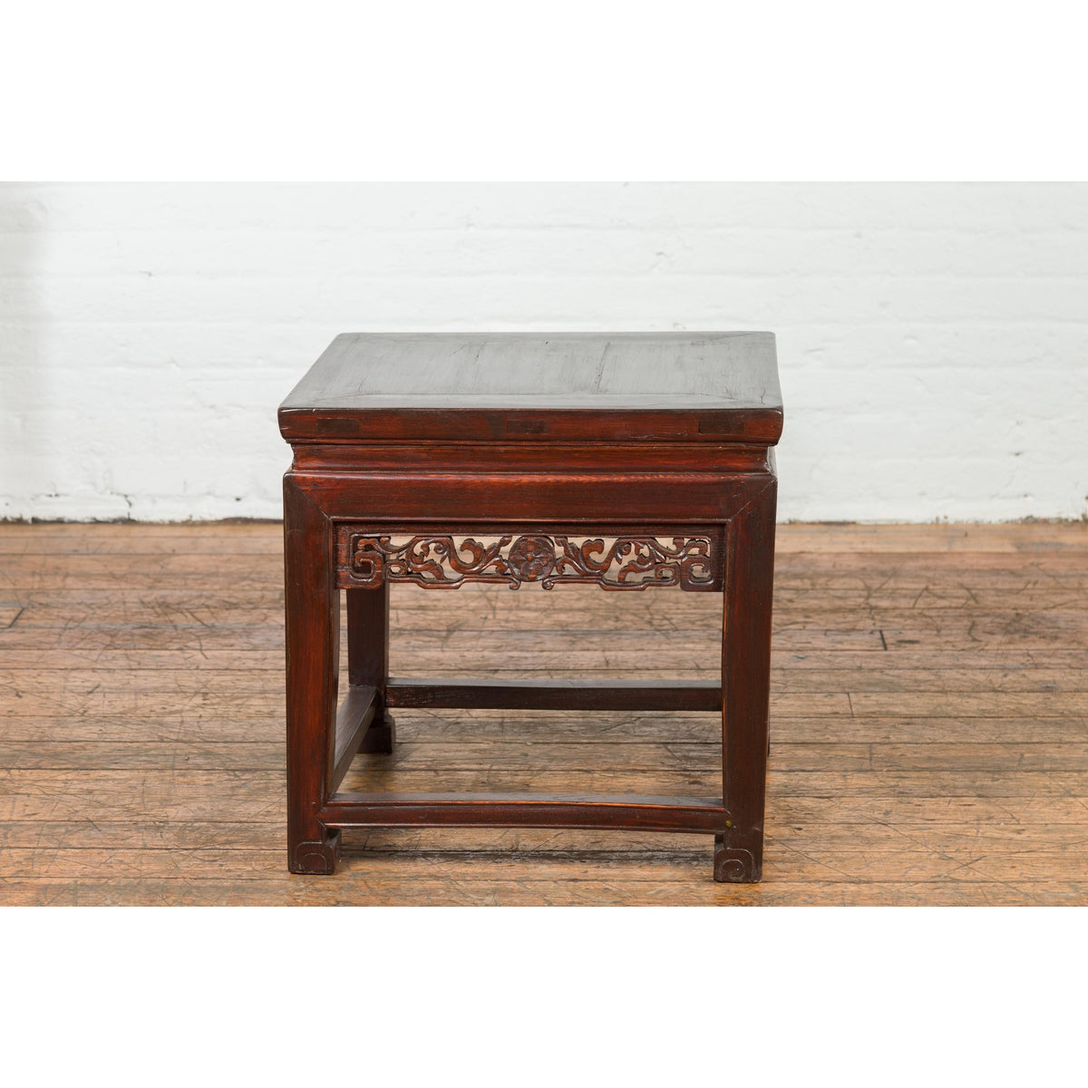 Small Square Low End Table with Carved Apron-17. Asian & Chinese Furniture, Art, Antiques, Vintage Home Décor for sale at FEA Home