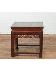 Small Square Low End Table with Carved Apron-17. Asian & Chinese Furniture, Art, Antiques, Vintage Home Décor for sale at FEA Home
