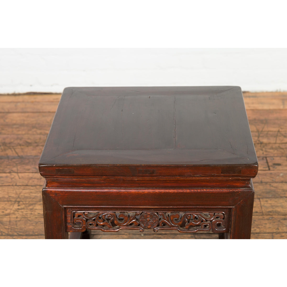 Small Square Low End Table with Carved Apron-18. Asian & Chinese Furniture, Art, Antiques, Vintage Home Décor for sale at FEA Home