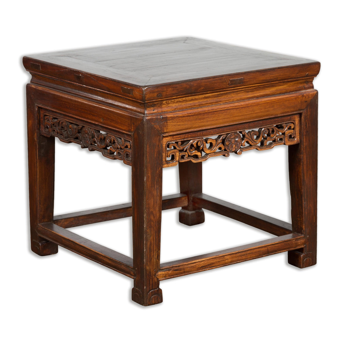 Small Square Low End Table with Carved Apron-20. Asian & Chinese Furniture, Art, Antiques, Vintage Home Décor for sale at FEA Home