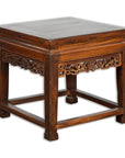 Small Square Low End Table with Carved Apron-20. Asian & Chinese Furniture, Art, Antiques, Vintage Home Décor for sale at FEA Home