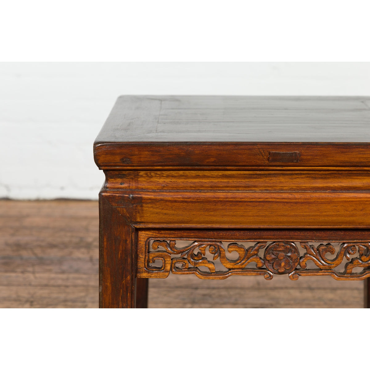 Small Square Low End Table with Carved Apron-7. Asian & Chinese Furniture, Art, Antiques, Vintage Home Décor for sale at FEA Home