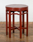 Late Qing Dynasty Period Red Lacquer Round Top Pedestal Flower Stand-10. Asian & Chinese Furniture, Art, Antiques, Vintage Home Décor for sale at FEA Home