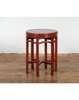 Late Qing Dynasty Period Red Lacquer Round Top Pedestal Flower Stand-11. Asian & Chinese Furniture, Art, Antiques, Vintage Home Décor for sale at FEA Home