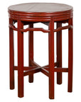 Late Qing Dynasty Period Red Lacquer Round Top Pedestal Flower Stand-1. Asian & Chinese Furniture, Art, Antiques, Vintage Home Décor for sale at FEA Home