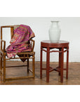 Late Qing Dynasty Period Red Lacquer Round Top Pedestal Flower Stand-2. Asian & Chinese Furniture, Art, Antiques, Vintage Home Décor for sale at FEA Home